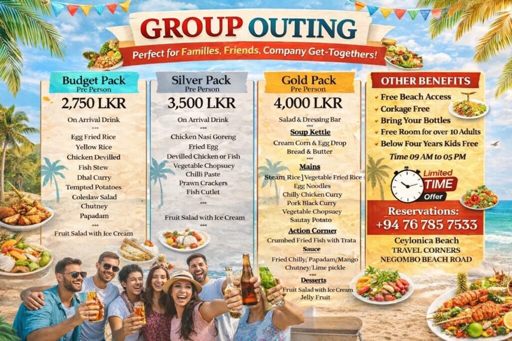 Special Group Day Out Offer at Ceylonica Beach
