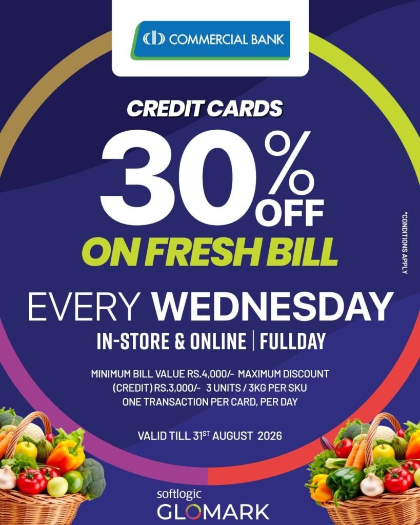 30% OFF on Fresh Bill with Commercial Bank Credit Cards