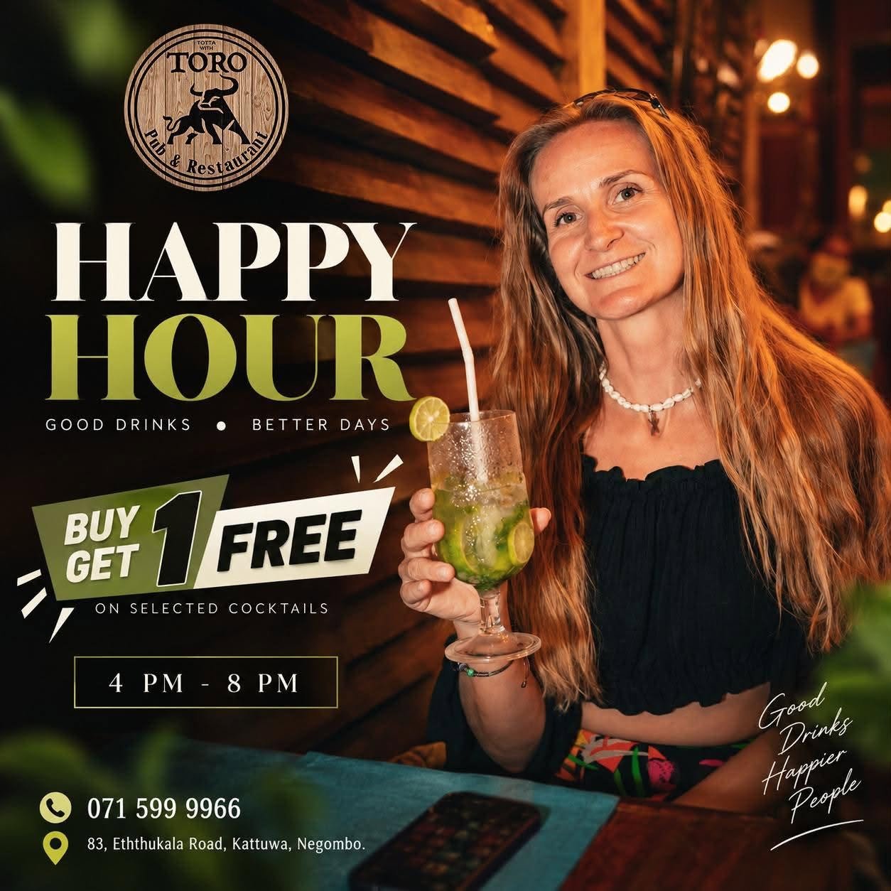 Happy Hour: Buy 1 Get 1 Free on Cocktails