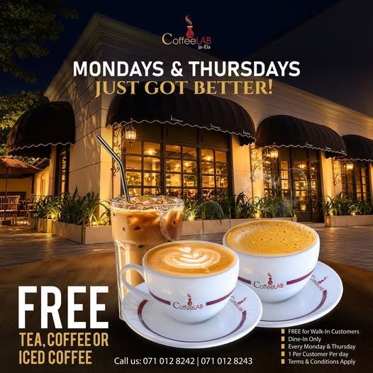 Free Tea, Coffee or Iced Coffee at CoffeeLAB
