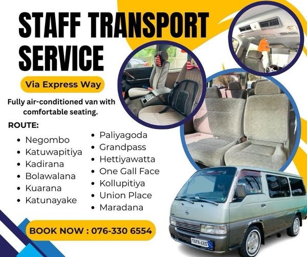 Staff Transport Service from Negombo to Kollupitiya