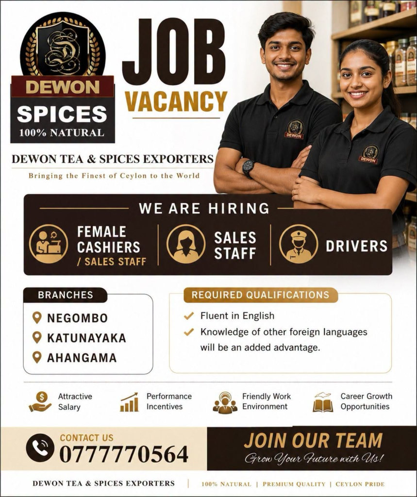 Job Vacancy for Cashiers, Sales Staff & Drivers