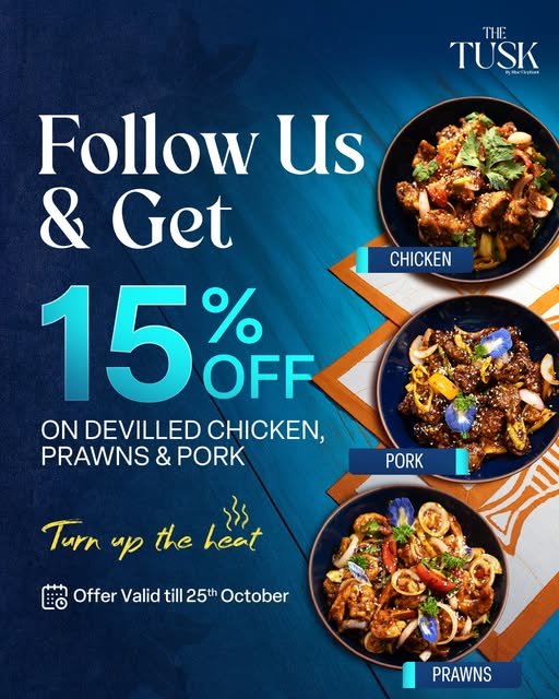 15% OFF on Devilled Chicken, Prawns & Pork