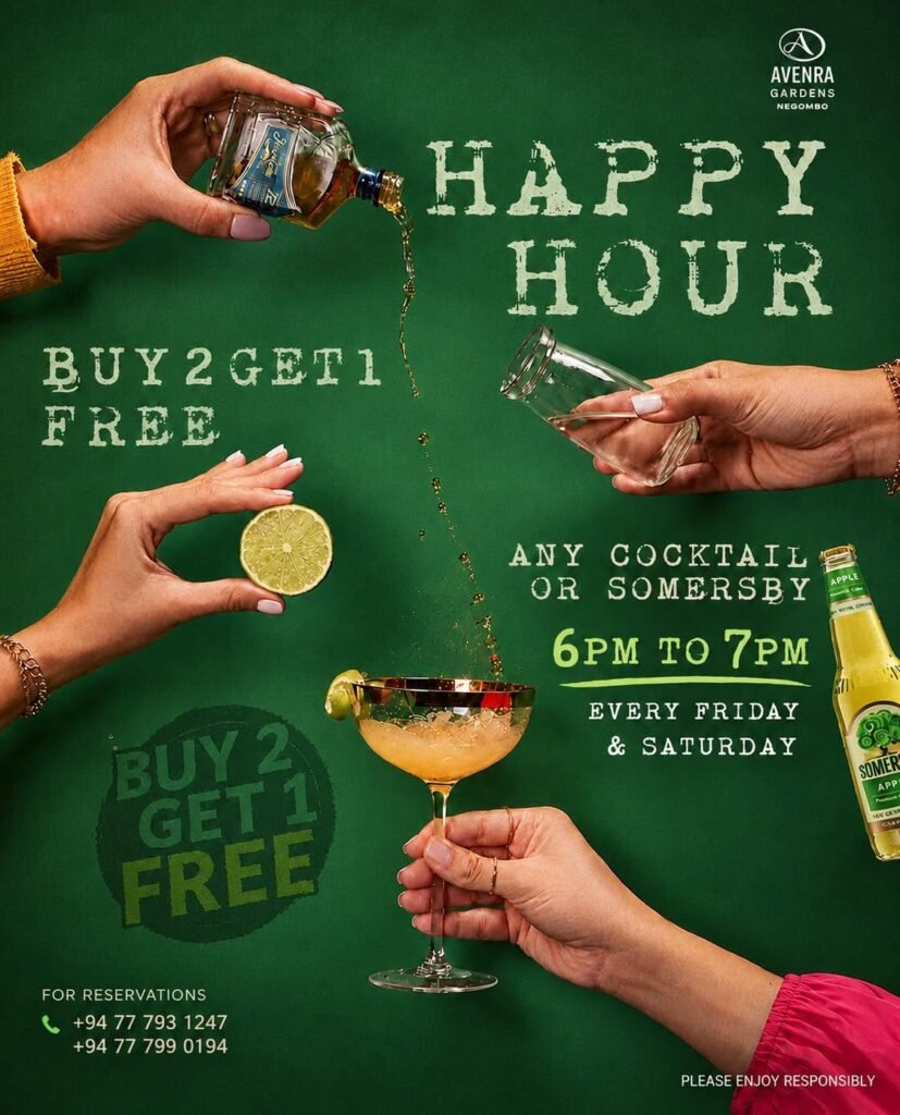 Happy Hour – Buy 2, Get 1 Free