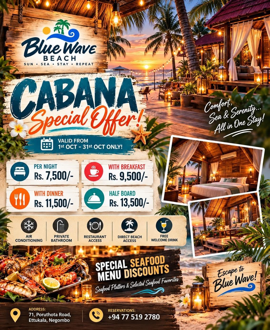 Cabana Special Offer at Blue Wave Beach