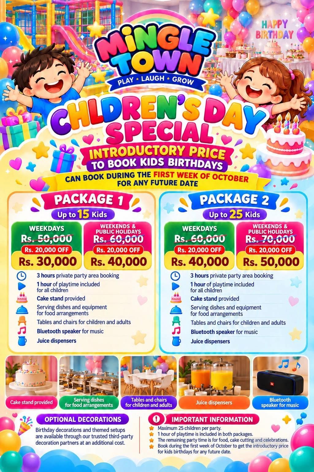 Kids Birthday Party Area – Special Introductory Price