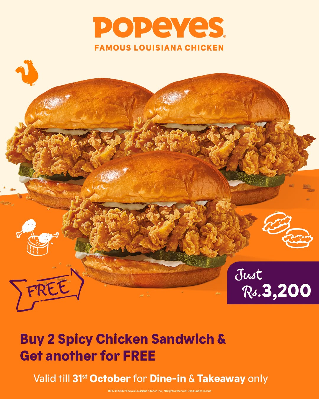 Buy 2 Spicy Chicken Sandwich & Get 1 Free
