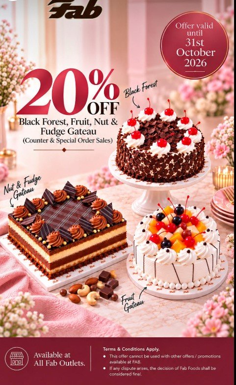 20% OFF on Selected Cakes